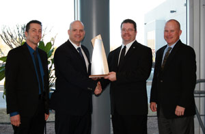 Left to right: Lumileds’ Jeffrey Raggio and Adam Osmancevic, along with Mouser Electronics’ Eric Flodstrom and Jeff Newell. 